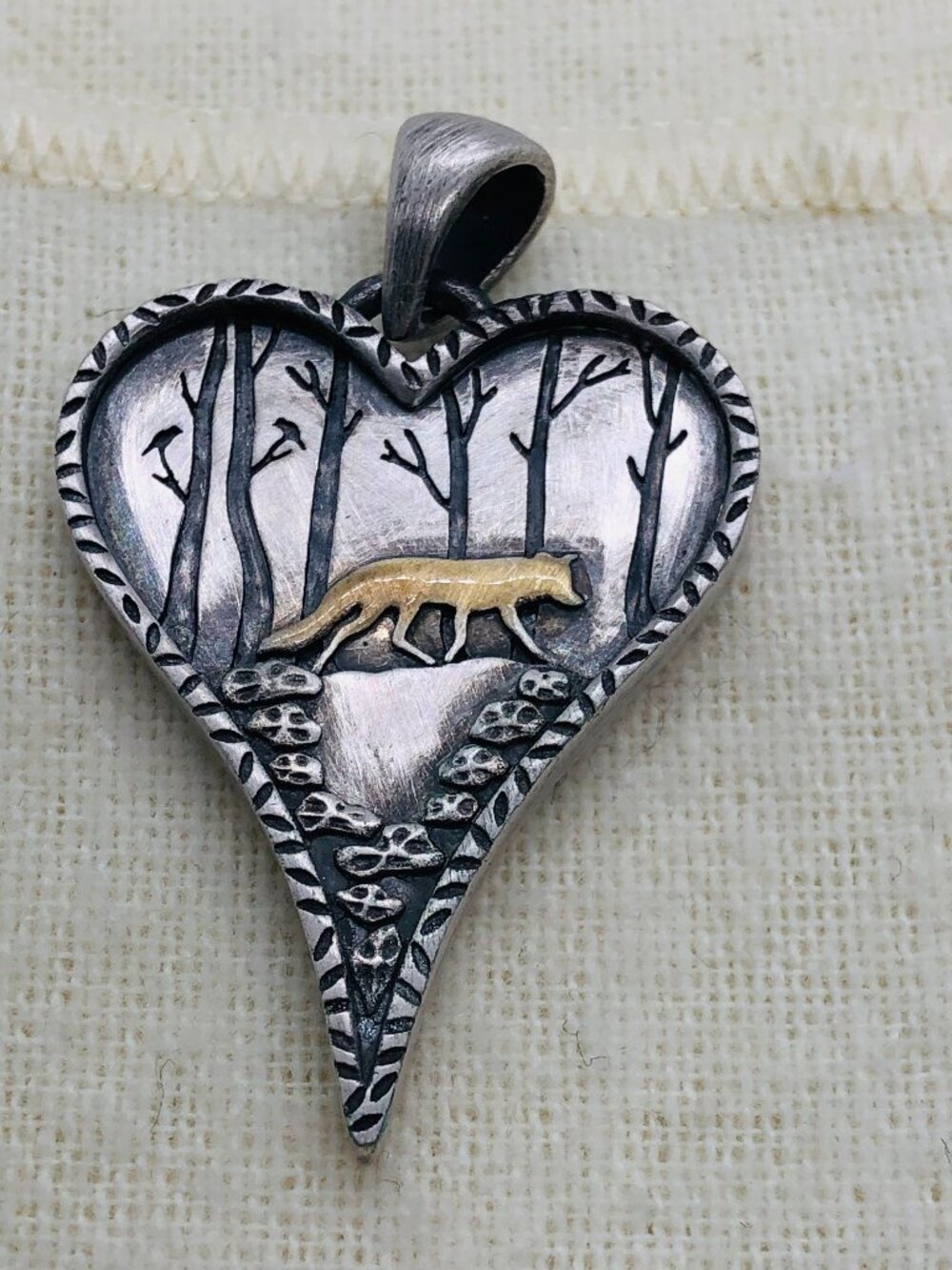 Fox Heart Pendant, Woodland Fox Charm
